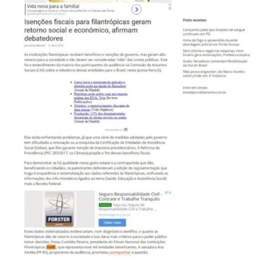 Isenções fiscais para filantrópicas geram retorno social e econômico, afirmam debatedores – Jornal da Manhã (On-line)