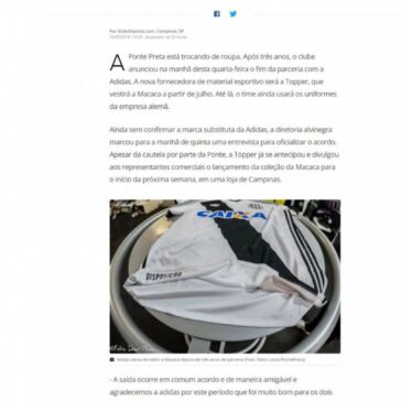 Ponte e Adidas encerram parceria; Topper vestirá a Macaca a partir de julho – Globo Esporte