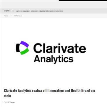 Clarivate Analytics realiza o II Innovation and Health Brazil em maio – Anpei