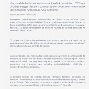 ASN – Centro Sebrae de Sustentabilidade instala Comitê de Especialistas – Agência Sebrae de Notícias
