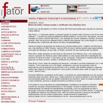 Motorola Hello Cinema recebe o certificado Sou Resíduo Zero – Portal Fator Brasil