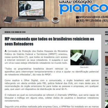 MP recomenda que todos os brasileiros reiniciem os seus Roteadores – O Blog de Piancó