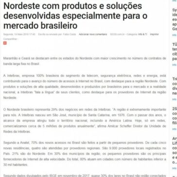 Intelbras contribui para o avanço do número de acessos à internet no Nordeste com produtos e soluções desenvolvidas especialmente para o mercado brasileiro – SEGS