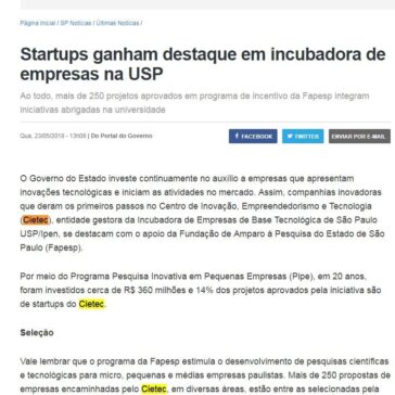 Startups ganham destaque em incubadora de empresas na USP – Portal do Governo do Estado de S.Paulo