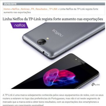 Linha Neffos da TP-Link regista forte aumento nas exportações – Apps Androide