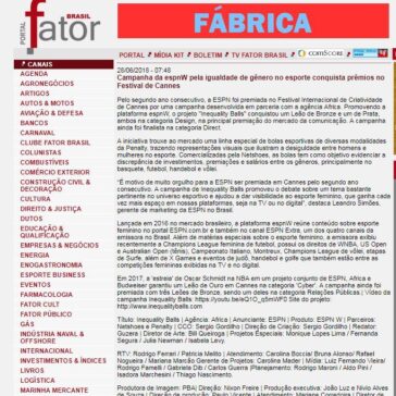 Campanha da espnW pela igualdade de gênero no esporte conquista prêmios no Festival de Cannes – Portal Fator Brasil