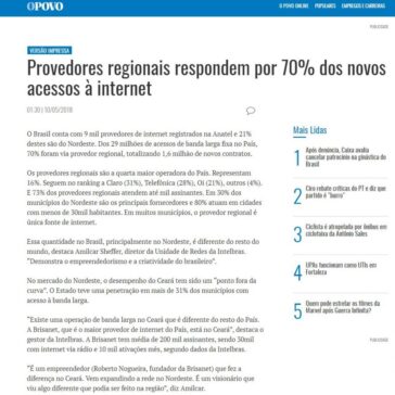 Provedores regionais respondem por 70% dos novos acessos à internet – O Povo (On-line)