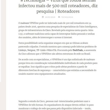 #Tecnologia – Vírus que rouba senhas infectou mais de 500 mil roteadores, diz pesquisa | Roteadores – A Prizion