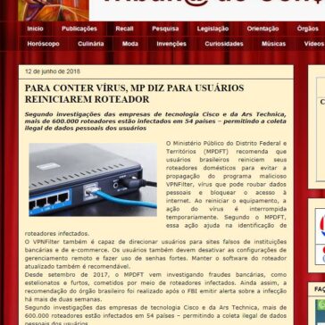 PARA CONTER VÍRUS, MP DIZ PARA USUÁRIOS REINICIAREM ROTEADOR – Tribun@ do Con$umidor