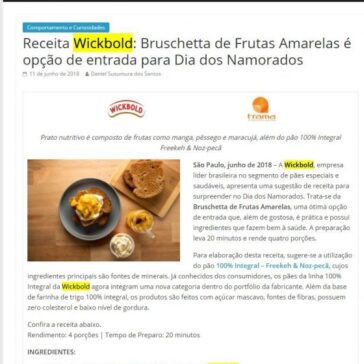 Receita Wickbold: Bruschetta de Frutas Amarelas é opção de entrada para Dia dos Namorados – Jornal Dia Dia