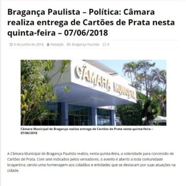 Bragança Paulista – Política: Câmara realiza entrega de Cartões de Prata nesta quinta-feira – News Portal