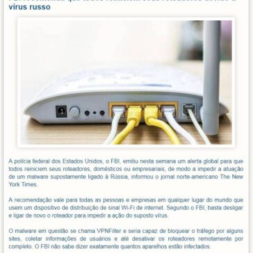 FBI recomenda que todos reiniciem seus roteadores devido a vírus russo – Blog Heriberto Rocha
