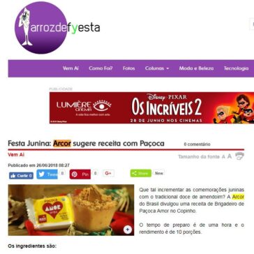 Festa Junina: Arcor sugere receita com Paçoca – Arroz de Fyesta