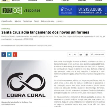 Santa Cruz adia lançamento dos novos uniformes – Folha de Pernambuco Digital