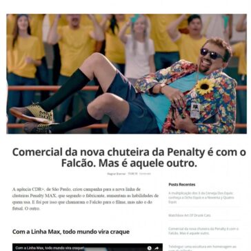 Comercial da nova chuteira da Penalty é com o Falcão. Mas é aquele outro. – Update or Die