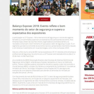 Balanço Exposec 2018: Evento reflete o bom momento do setor de segurança e supera a expectativa dos expositores – Revista Segurança Eletrônica