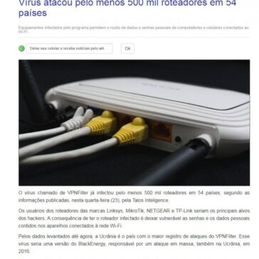 Vírus atacou pelo menos 500 mil roteadores em 54 países – Patrocínio Online