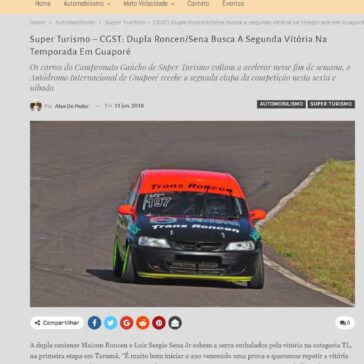 Super Turismo – CGST: Dupla Roncen/Sena busca a segunda vitória na temporada em Guaporé – Velocidade no Sangue