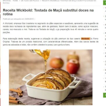 Receita Wickbold: Tostada de Maçã substitui doces na rotina – Atoupeira