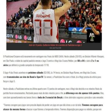 NBB CAIXA – Paulistano vence Jogo 3 contra Mogi e abre 2 a 1 nas Finais – Área Restritiva