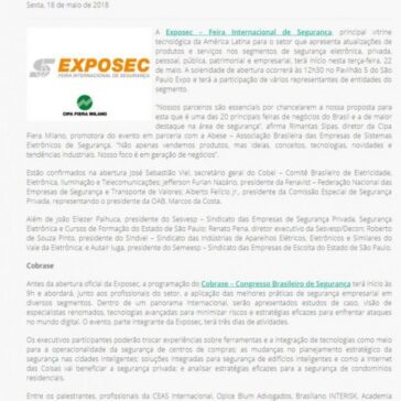 21ª Exposec, maior feira de segurança do Brasil, começa na próxima terça-feira – UBRAFE