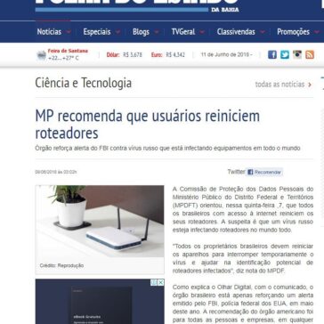 MP recomenda que todos os brasileiros reiniciem os seus roteadores – Folha do Estado da Bahia