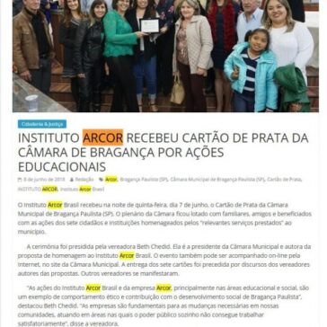 INSTITUTO ARCOR RECEBEU CARTÃO DE PRATA DA CÂMARA DE BRAGANÇA POR AÇÕES EDUCACIONAIS – Jornal Joseense News
