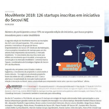 MoviMente 2018: 126 startups inscritas em iniciativa do Secovi NE – SECOVI