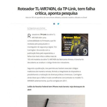 Roteador TL-WR740N, da TP-Link, tem falha crítica, aponta pesquisa – Tech tudo
