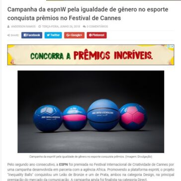 Campanha da espnW pela igualdade de gênero no esporte conquista prêmios no Festival de Cannes – O Universo da TV