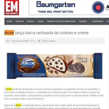 Arcor lança barra recheada de cookies e creme – EmbalagemMarca