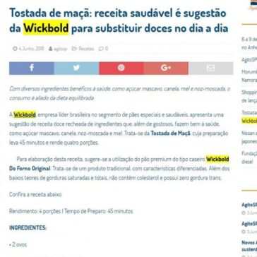 Tostada de maçã: receita saudável é sugestão da Wickbold para substituir doces no dia a dia – Agito SP