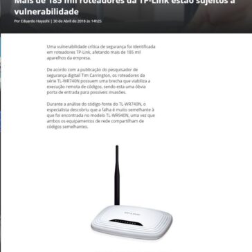 Mais de 185 mil roteadores da TP-Link estão sujeitos a vulnerabilidade – Canal Tech