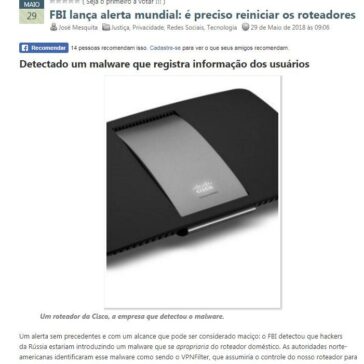 FBI lança alerta mundial: é preciso reiniciar os roteadores – Blog do Mesquita