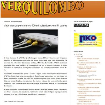 Vírus atacou pelo menos 500 mil roteadores em 54 países – Verquilombo
