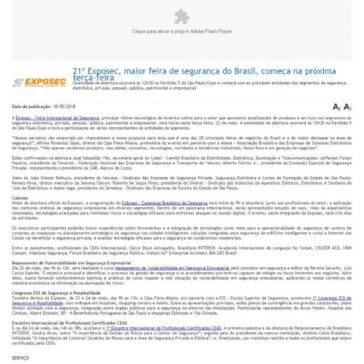 21ª Exposec, maior feira de segurança do Brasil, começa na próxima terça-feira – ABRID