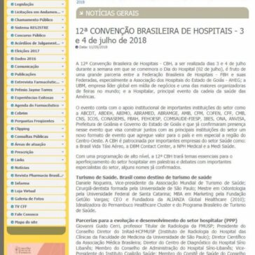 12ª CONVENÇÃO BRASILEIRA DE HOSPITAIS – 3 e 4 de julho de 2018 – Conselho Federal de Farmácia