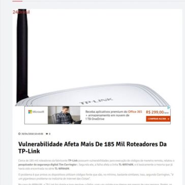 Vulnerabilidade afeta mais de 185 mil roteadores da TP-Link – 24Brasil
