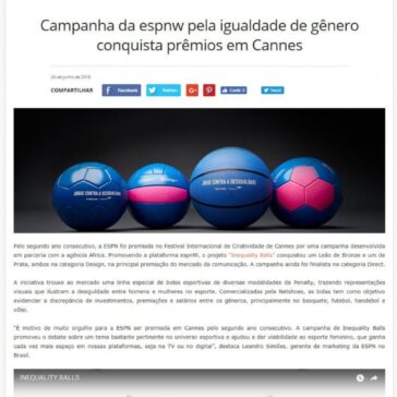 Campanha da espnw pela igualdade de gênero conquista prêmios em Cannes – Revista Press & Advertising