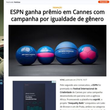ESPN ganha prêmio em Cannes com campanha por igualdade de gênero #ESPNW – vcfaz.tv