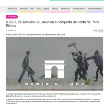 A A2C, de Joinville-SC, anuncia a conquista da conta da Paris Filmes – Acontecendo Aqui