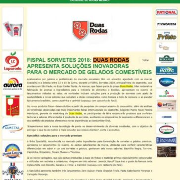 FISPAL SORVETES 2018: DUAS RODAS APRESENTA SOLUÇÕES INOVADORAS PARA O MERCADO DE GELADOS COMESTÍVEIS – Italian Food