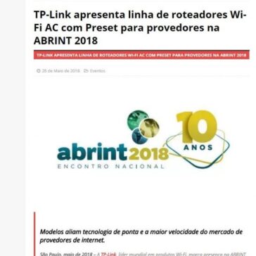 TP-Link apresenta linha de roteadores Wi-Fi AC com Preset para provedores na ABRINT 2018 – MTI Tecnologia