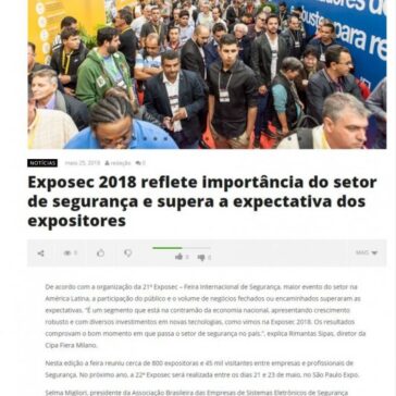 Exposec 2018 reflete importância do setor de segurança e supera a expectativa dos expositores – Security Brasil
