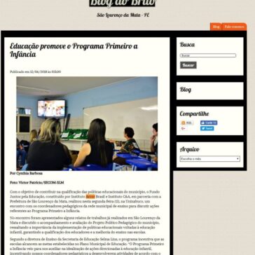 Educação promove o Programa Primeiro a Infância – Blog – Blog do Brito