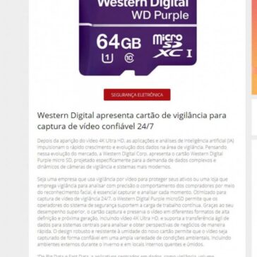 Western Digital apresenta cartão de vigilância para captura de vídeo confiável 24/7 – Revista Segurança Eletrônica