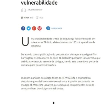 Mais de 185 mil roteadores da TP-Link estão sujeitos a vulnerabilidade – Terra