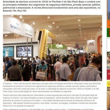 21ª Exposec, maior feira de segurança do Brasil, começa em SP na próxima terça-feira – Direcional Condominios
