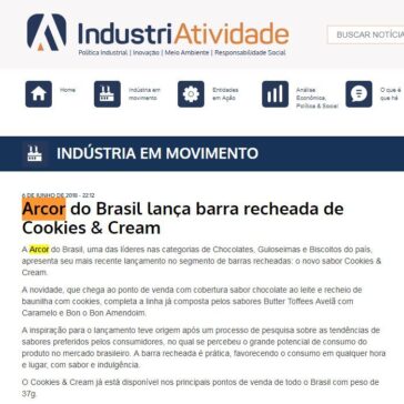 Arcor do Brasil lança barra recheada de Cookies & Cream – IndustriAtividade