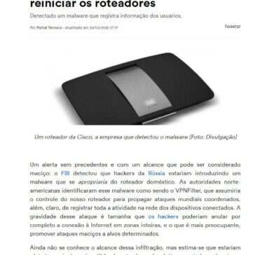 FBI lança alerta mundial: é preciso reiniciar os roteadores – Portal Ternura